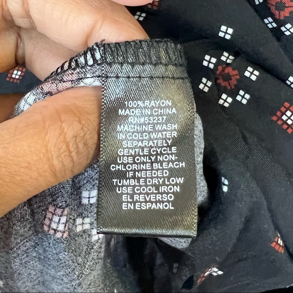 NWT Mlle Gabrielle Black Boho Printed Babydoll Dress - Picture 10 of 10